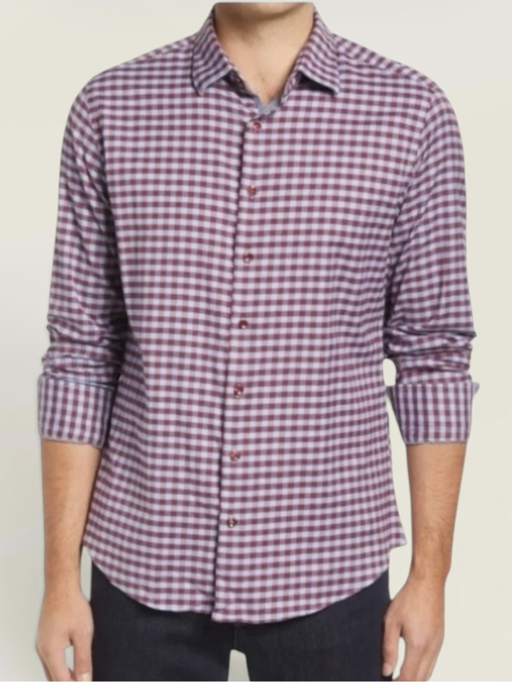 STONE ROSE BERRY Dry Touch Check Performance Flannel Button-Up Shirt
Size LARGE